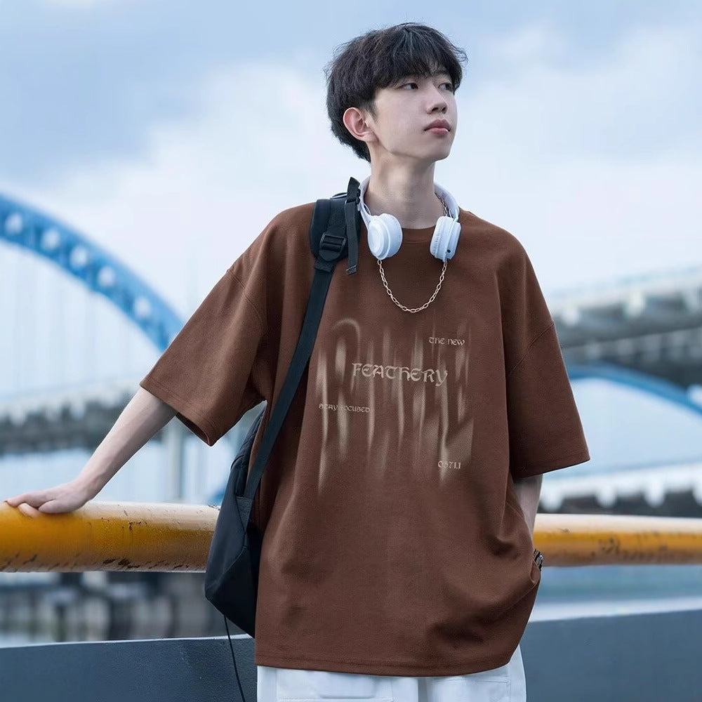 Herren Übergrößes T-Shirt mit kreativem Druck Drune