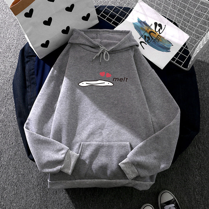 Damen nan Kapuzenpullover mit minimalistischer Grafik, lockerer Oversize-Passform und Kängurutasche Drune