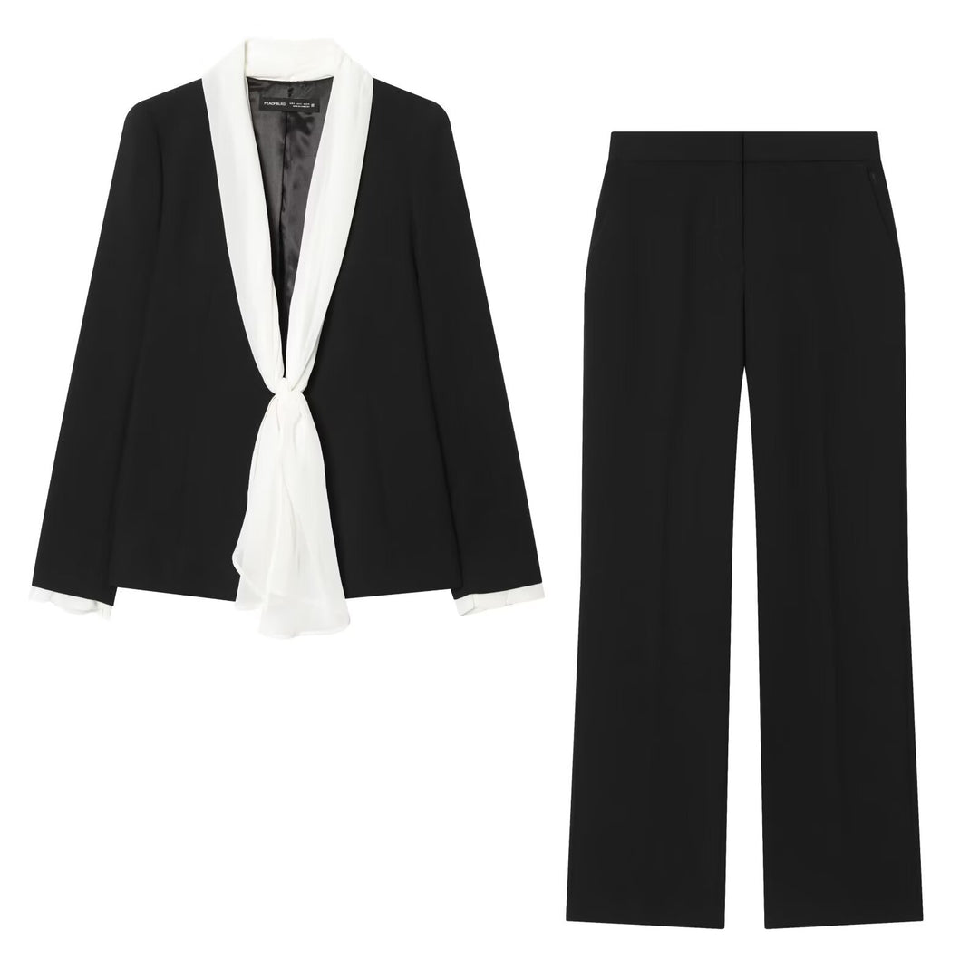 Damen Weite High‑Waist-Hose mit elastischem Bund, Bügelfalte und Seitentaschen Drune