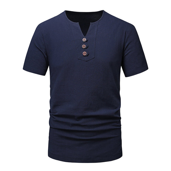 Herren Klassisches Lässiges Henley T-Shirt Drune