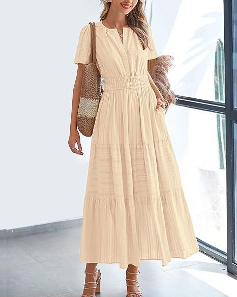 Damen Maxi-Kleid aus leichtem, gestreiftem Stoff Drune