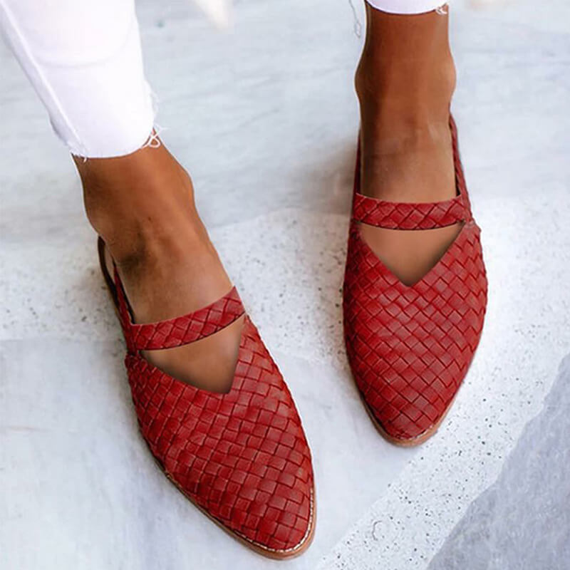 Drune | Woven-Style Spitze Slingback Flats für Damen