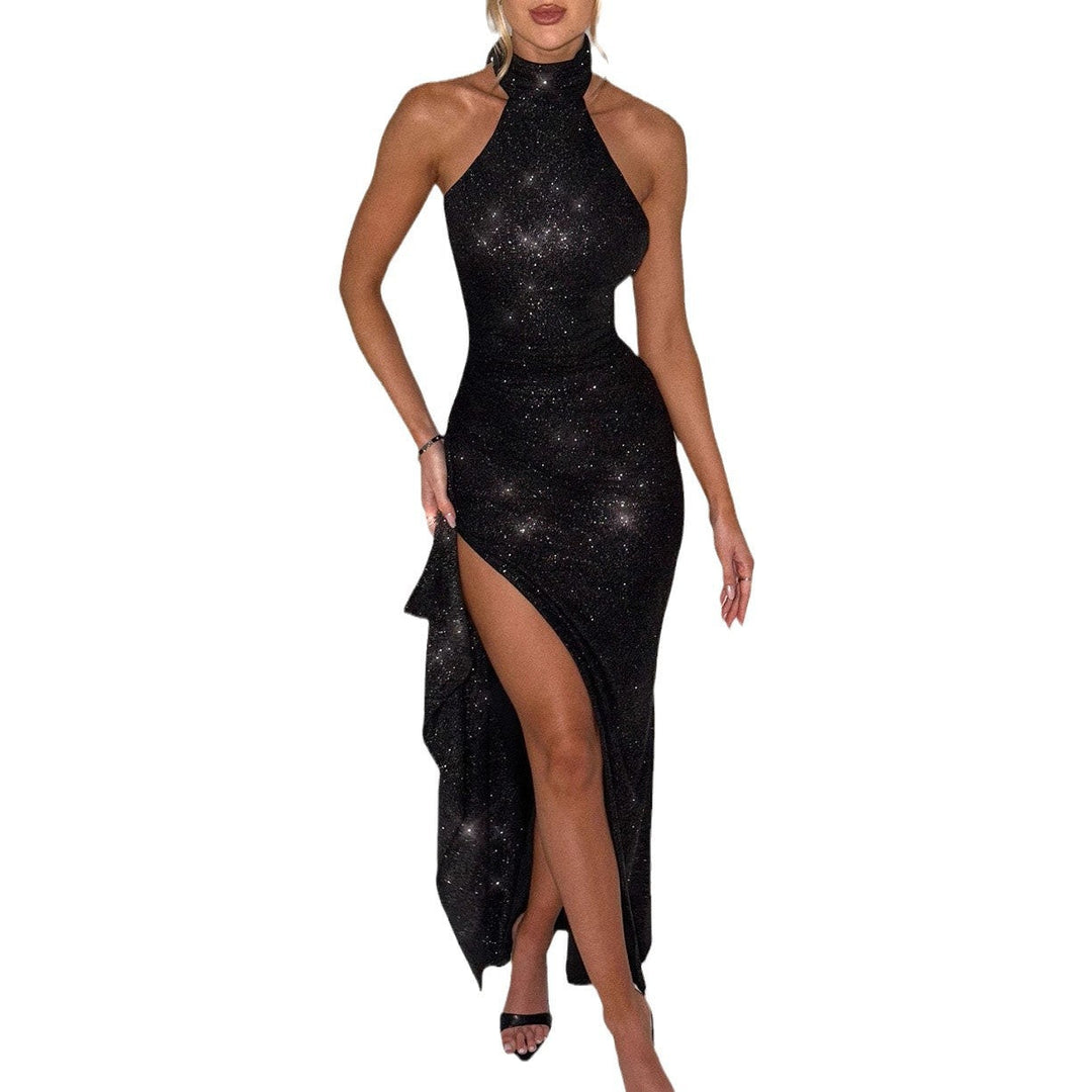 Damen Schickes Abendkleid im figurbetonten Schnitt mit hohem Schlitz und glamourösen Details Drune
