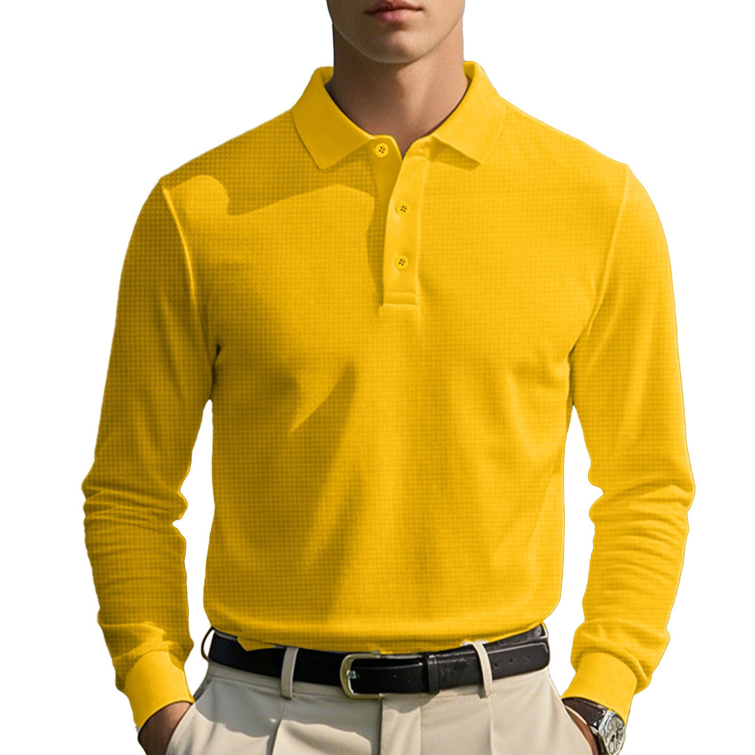 Herren Langarm-Poloshirt aus atmungsaktiver Baumwollmischung Drune