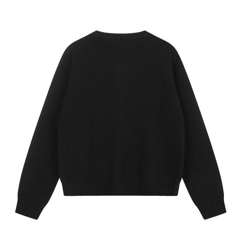 Damen Strickjacke mit Katzen-Jacquard, Zierknebelverschluss und Sternbordüre Drune