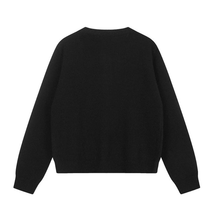 Damen Strickjacke mit Katzen-Jacquard, Zierknebelverschluss und Sternbordüre Drune