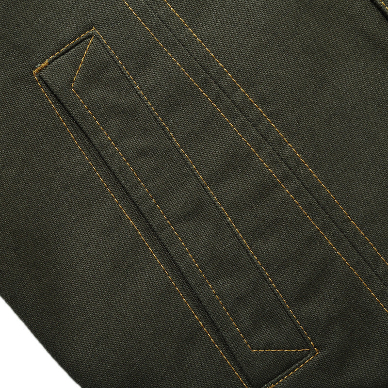 Herren Canvas Overshirt mit militärischer Optik Kontraststeppungen und Brustklappen Drune