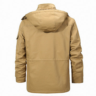 Herren Robuster Canvas-Fieldparka mit durchgehendem Teddyfutter, abnehmbarer Kapuze und Multifunktions‑Taschen Drune