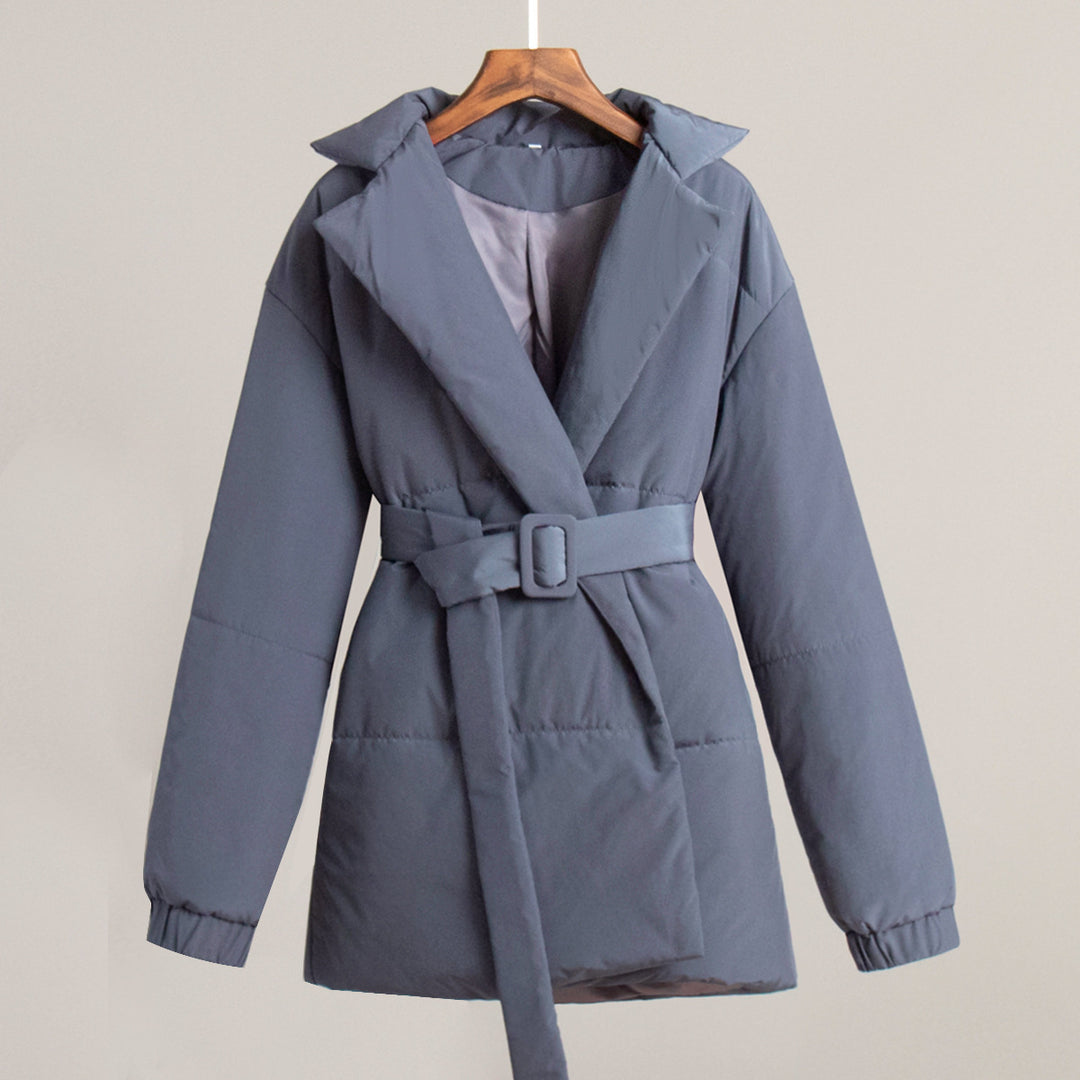 Damen Elegante und warme Wattierte Jacke mit Taillengürtel Drune