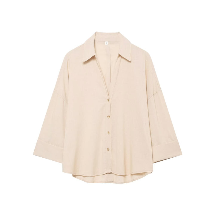 Damen Oversized-Hemdbluse mit kastiger Silhouette, weiten Kimonoärmeln und abgerundetem Saum Drune