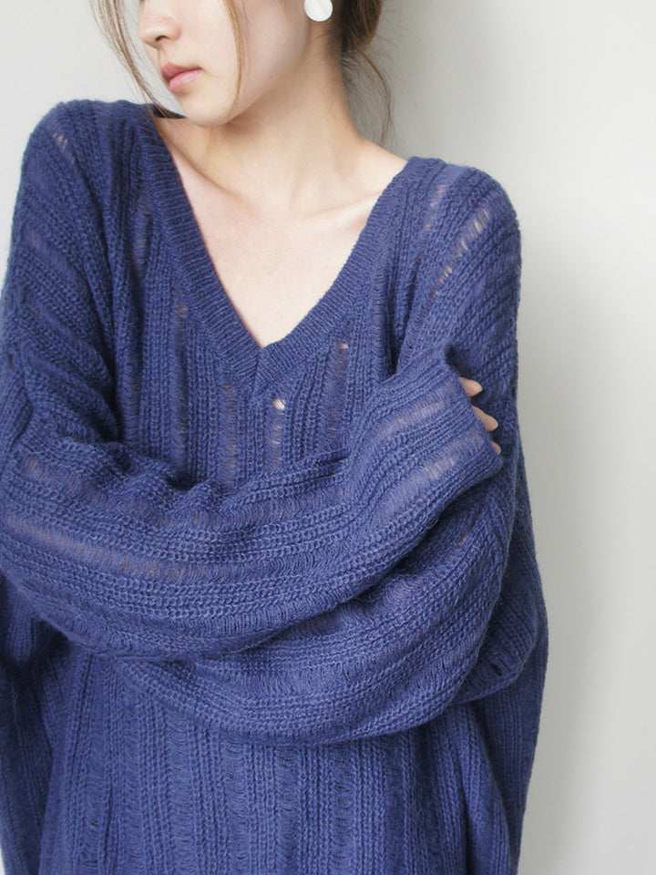 Damen Grobstrickpullover mit lässigem V-Ausschnitt und modischer Struktur Drune