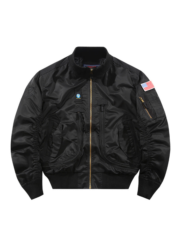 Herren Piloten-Bomberjacke mit Patchdetails und multifunktionalen Taschen Drune