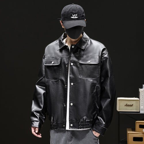 Herren Elegante und lässige Kunstlederjacke