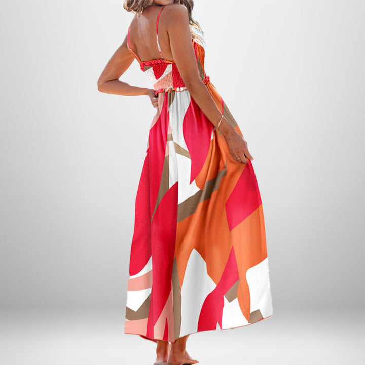 Damen Maxikleid mit elastischem Oberteil und asymmetrischem Saum Drune