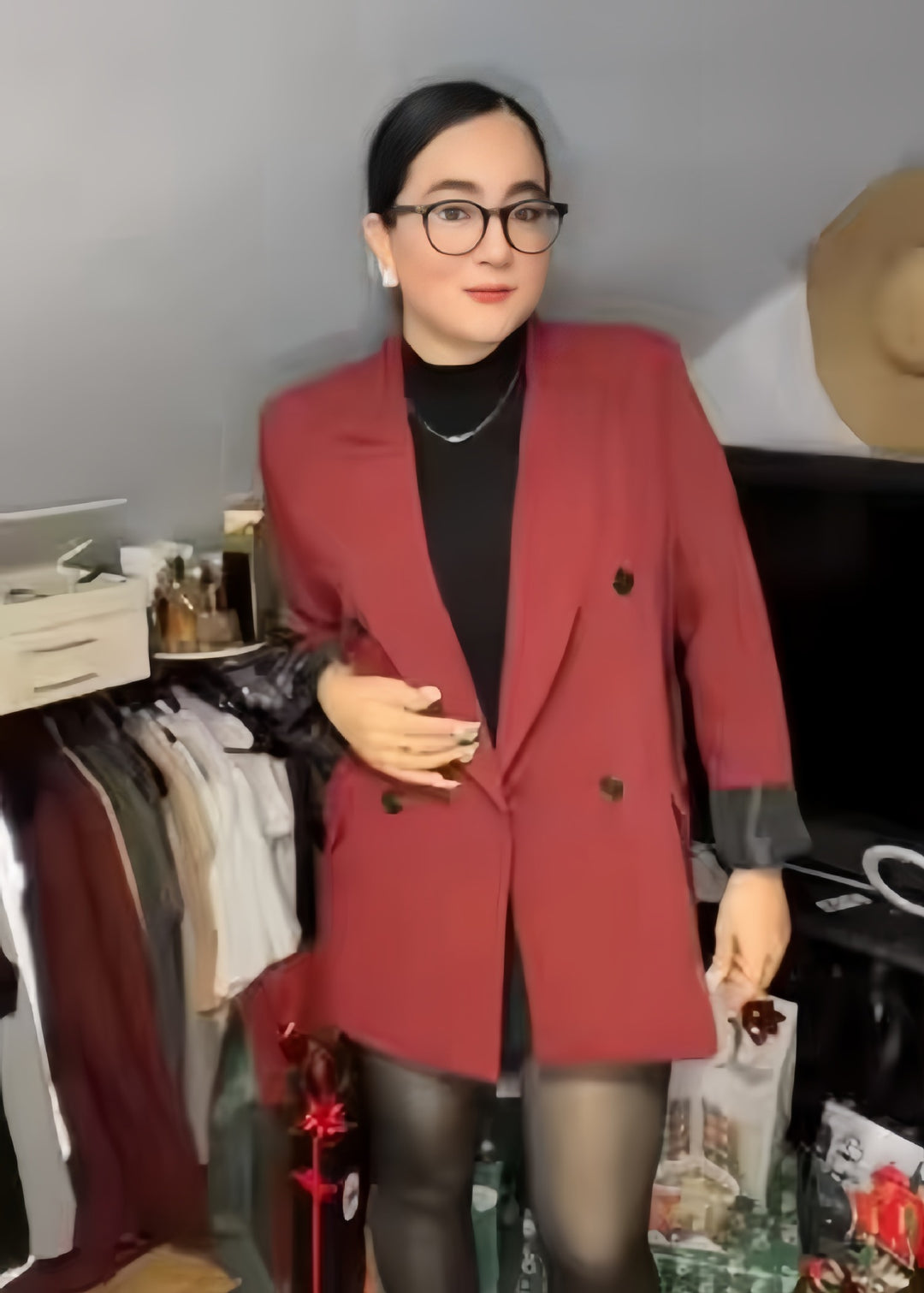 Damen Elegante Doppelreiher-Blazerjacke Drune