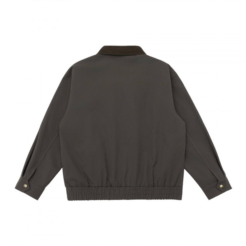 Unisex Kastenförmige Utility-Jacke mit Cordkragen, aufgesetzten Pattentaschen und elastischem Saum Drune