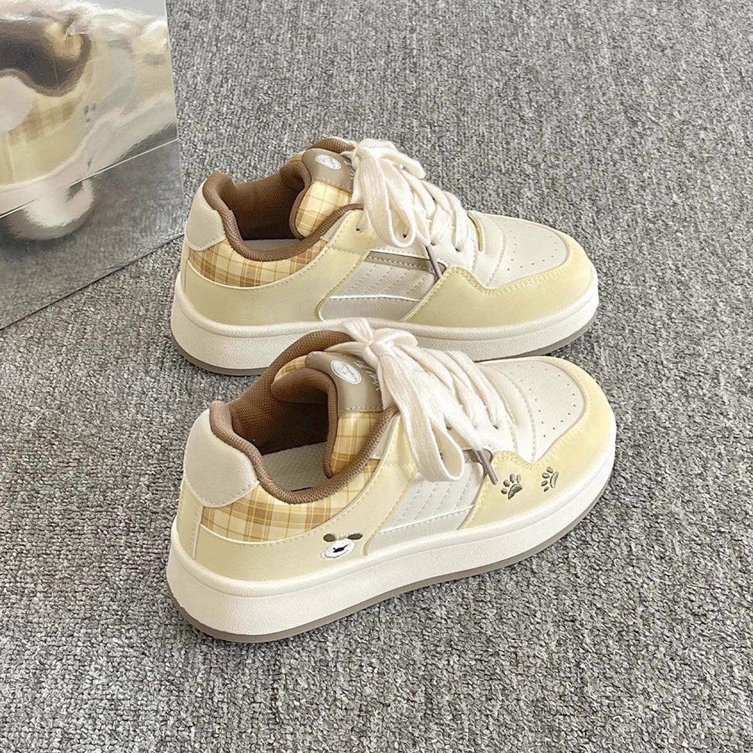 Damen Sneakers im verspielten Karo-Look mit Tiermotiven und bequemer Dämpfung Drune