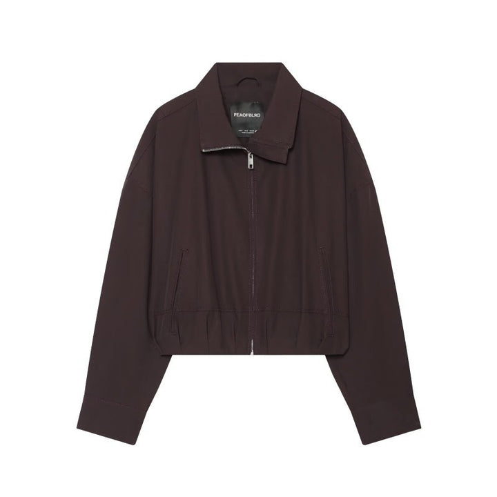 Damen Cropped Boxy‑Jacke mit Reißverschluss, Stehkragen und elastischem Saum Drune