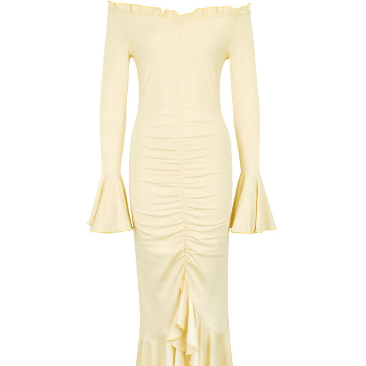 Damen Wickelkleid mit Rüschendetails und charmanten Ärmeln Drune