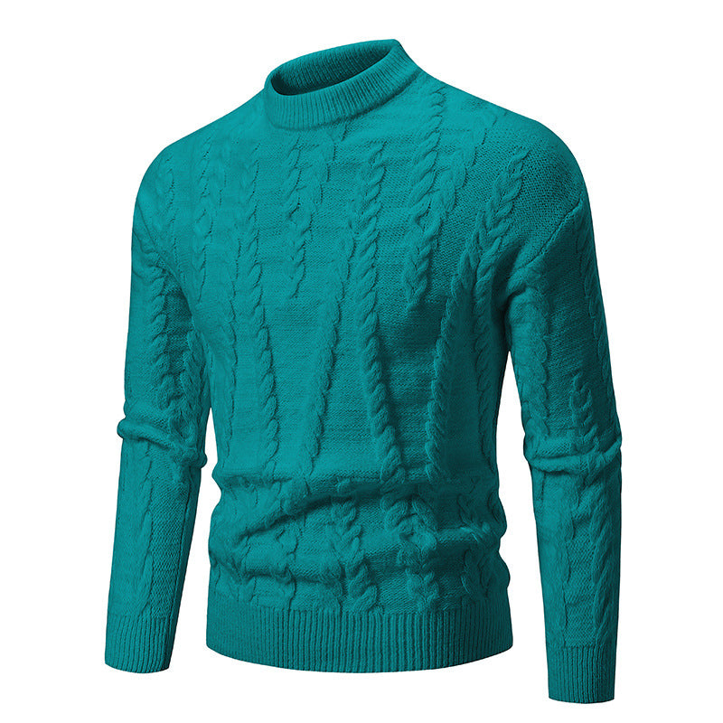 Herren Strickpullover mit klassischem Zopfdesign und hohem Kragen Drune