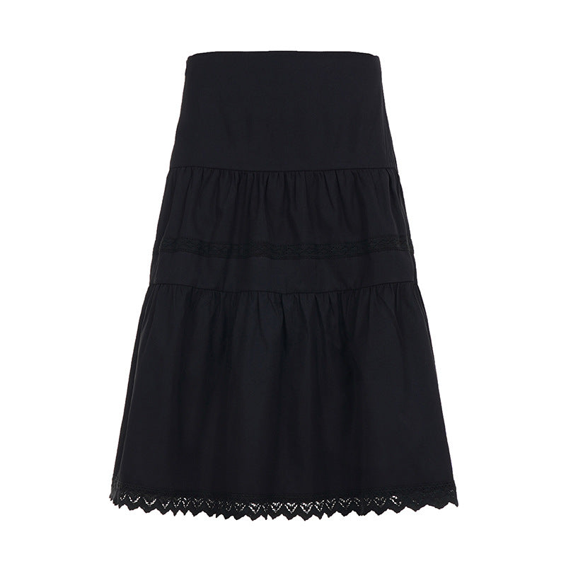Damen Midirock mit Rüschendetails und elastischem Bund Drune