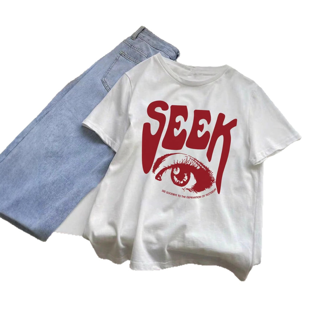 Damen T-Shirt mit auffälligem Grafikdruck Drune