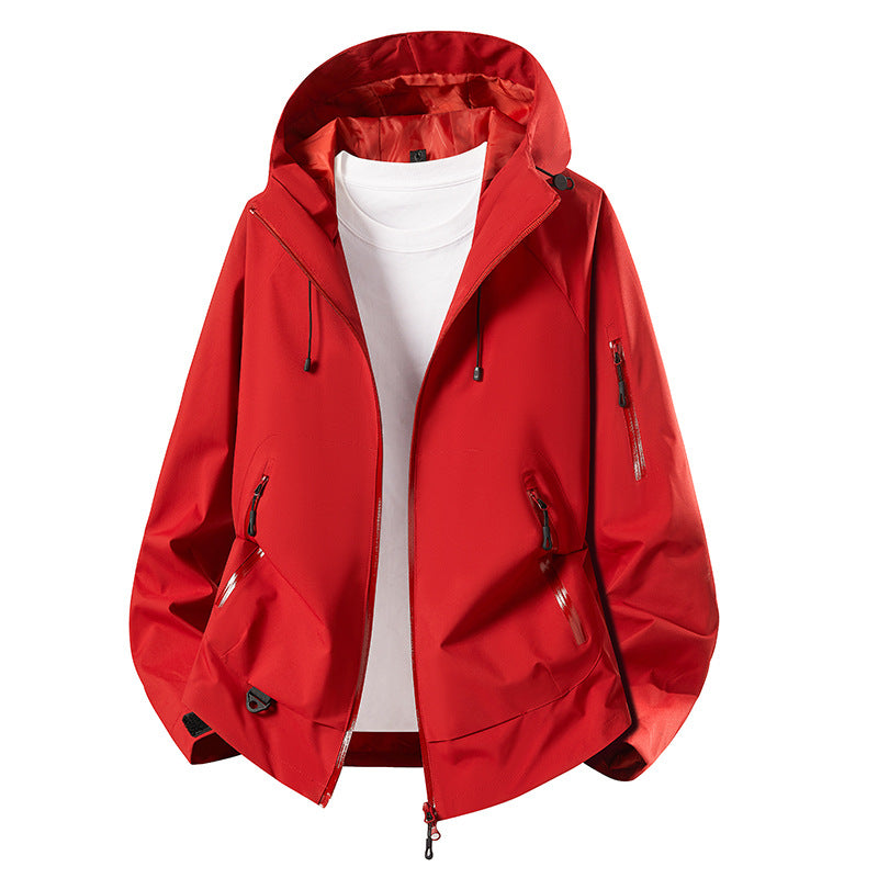 Herren Minimalistischer Softshell-Anorak mit verstellbarer Kapuze & verschweißten Zip-Taschen Drune