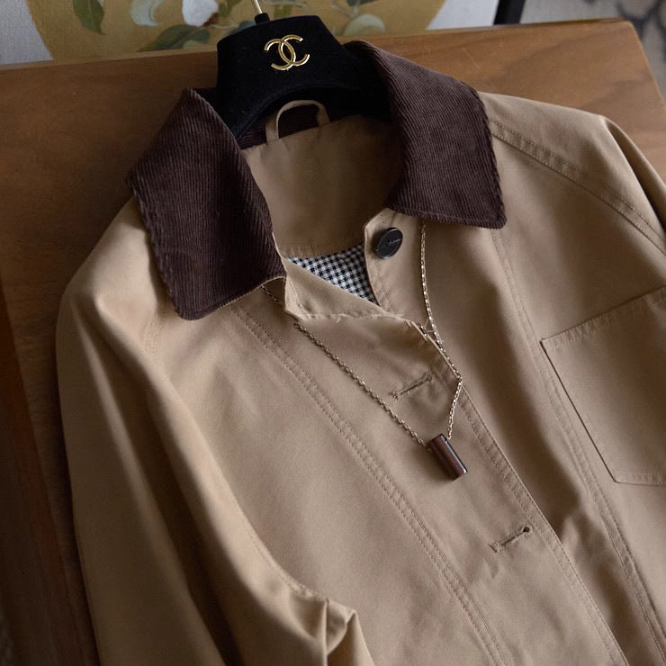 Damen Modische Übergangsjacke mit weichem Kragen Drune