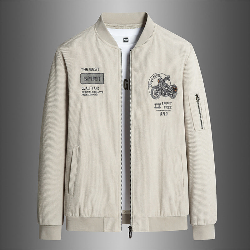 Herren Modische Bomberjacke mit stylischem Motorrad-Design Drune