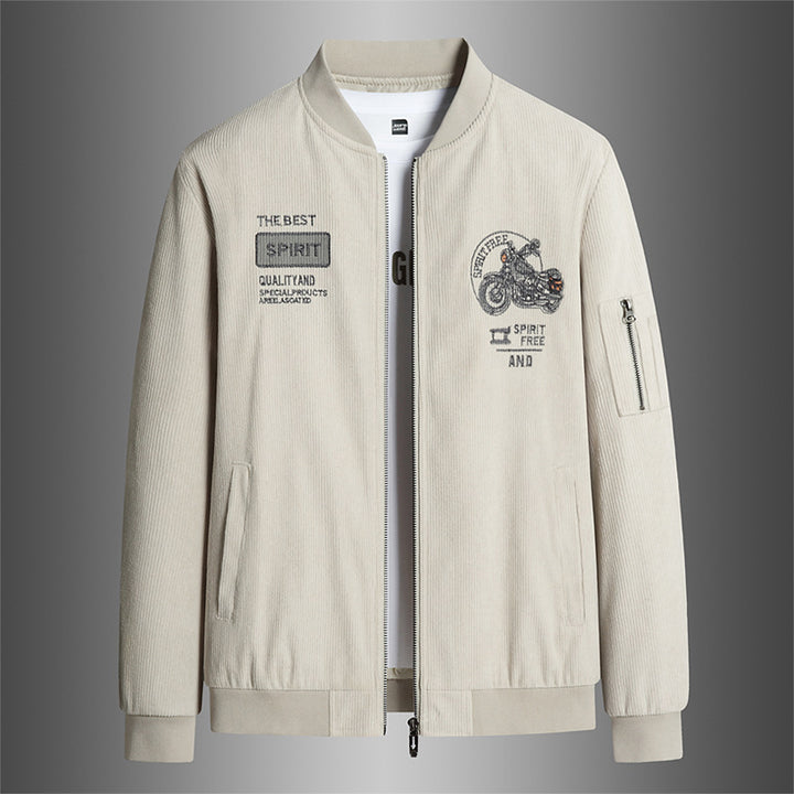Herren Modische Bomberjacke mit stylischem Motorrad-Design Drune