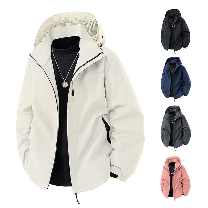 Herren Wasserabweisende Outdoor-Jacke mit Kapuze, winddichter Membran und verstellbarem Saum Drune