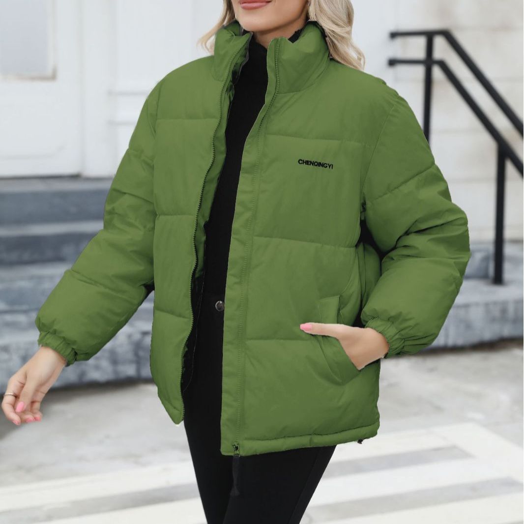 Damen Wattierte Oversize-Steppjacke mit Stehkragen und Kordelzugsaum Drune