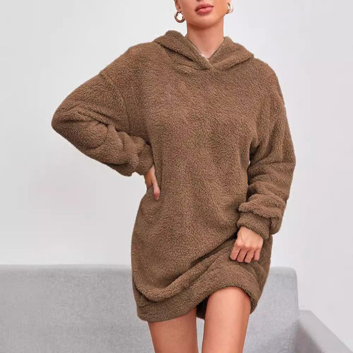 Damen Kuscheliger Oversize-Hoodiekleid aus weichem Fleece Drune