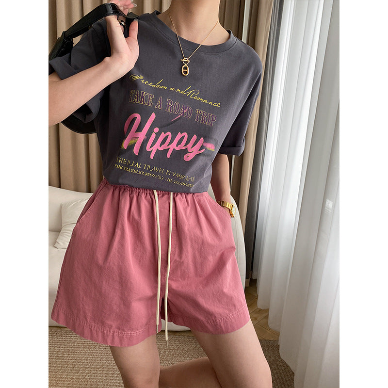 Damen lässiges T-Shirt und Shorts-Set mit kreativen Grafiken Drune