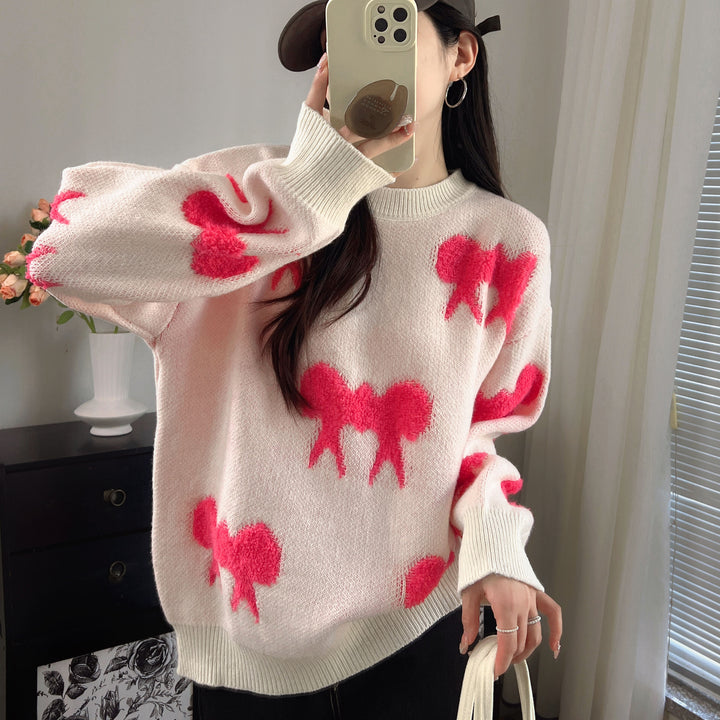 Damen Gemusterter Pullover mit stylischem Tiermotiv und lässigem Schnitt Drune
