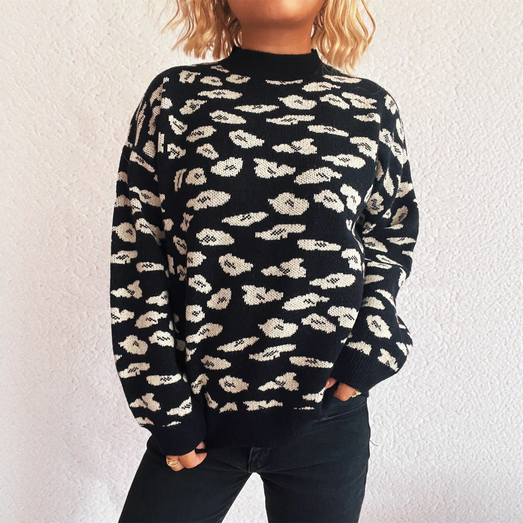 Damen Strickpullover mit modernem Tiermuster und lässigem Schnitt Drune