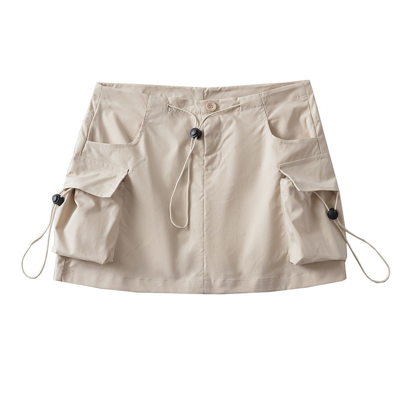 Damen Cargo-Rock mit seitlichen Taschen und verstellbarem Kordelzug Drune