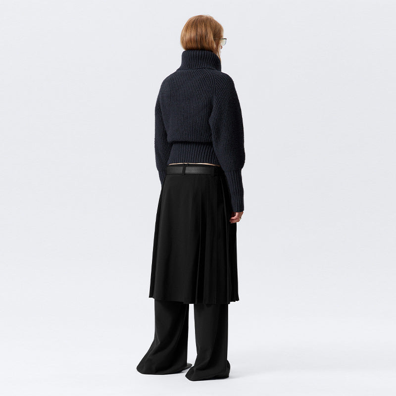 Damen Strickjacke mit hohem Kragen und modischem Reißverschluss Drune