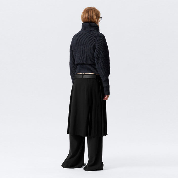 Damen Strickjacke mit hohem Kragen und modischem Reißverschluss Drune