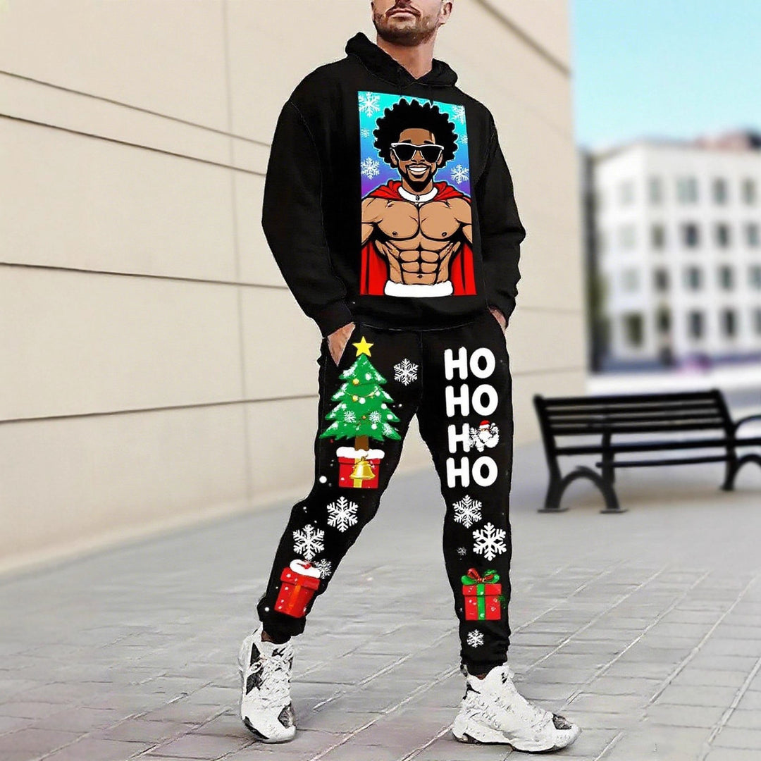Herren Weihnachtsmotiviere Kapuzenpullover und Jogginghose Set Drune