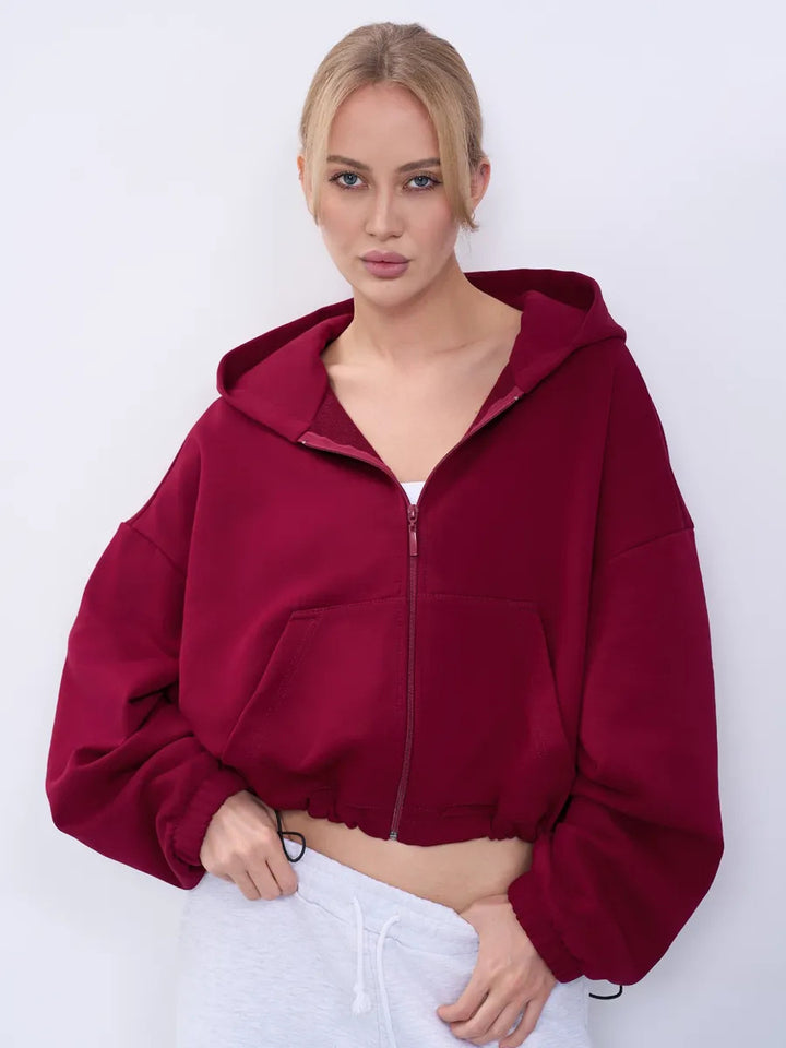 Damen Modischer cropped Zip-Hoodie Drune