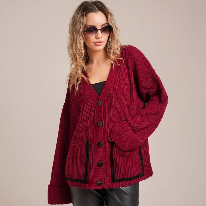 Damen Strickjacke mit tiefen Taschen und lässigem Schnitt Drune