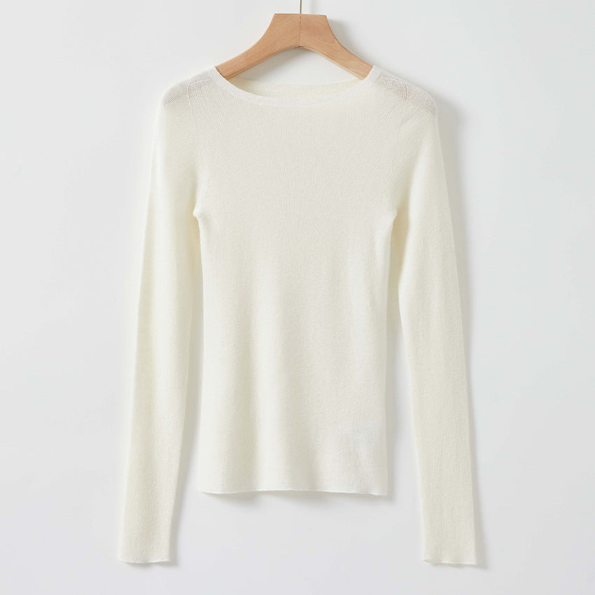 Damen Feiner Langarm-Feinstrickpullover mit U-Boot-Ausschnitt und figurbetonter Passform Drune