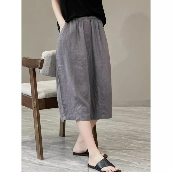 Damen Relaxed Fit Leinen Culotte Shorts Drune