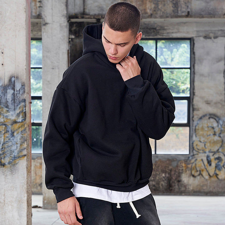 Herren Oversize Kapuzenpullover aus schwerer French-Terry mit Raglanärmeln Drune