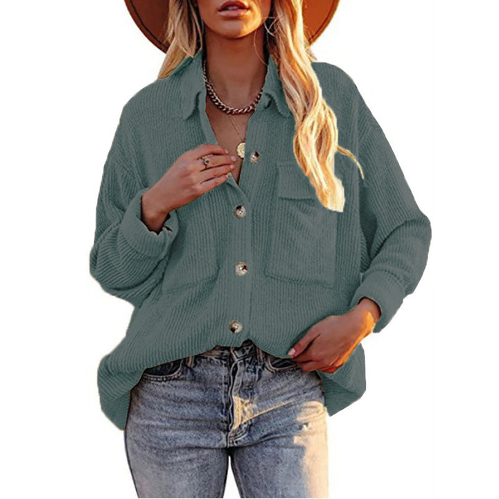 Damen Oversize-Feinstrick-Hemdjacke mit Knopfleiste und Brusttaschen Drune