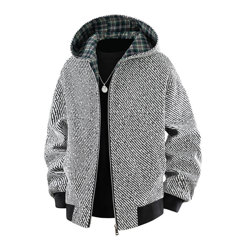 Herren Modische Bomberjacke mit kariertem Innenfutter