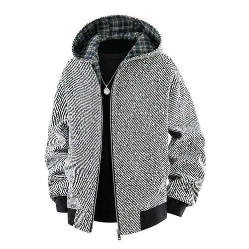 Herren Modische Bomberjacke mit kariertem Innenfutter