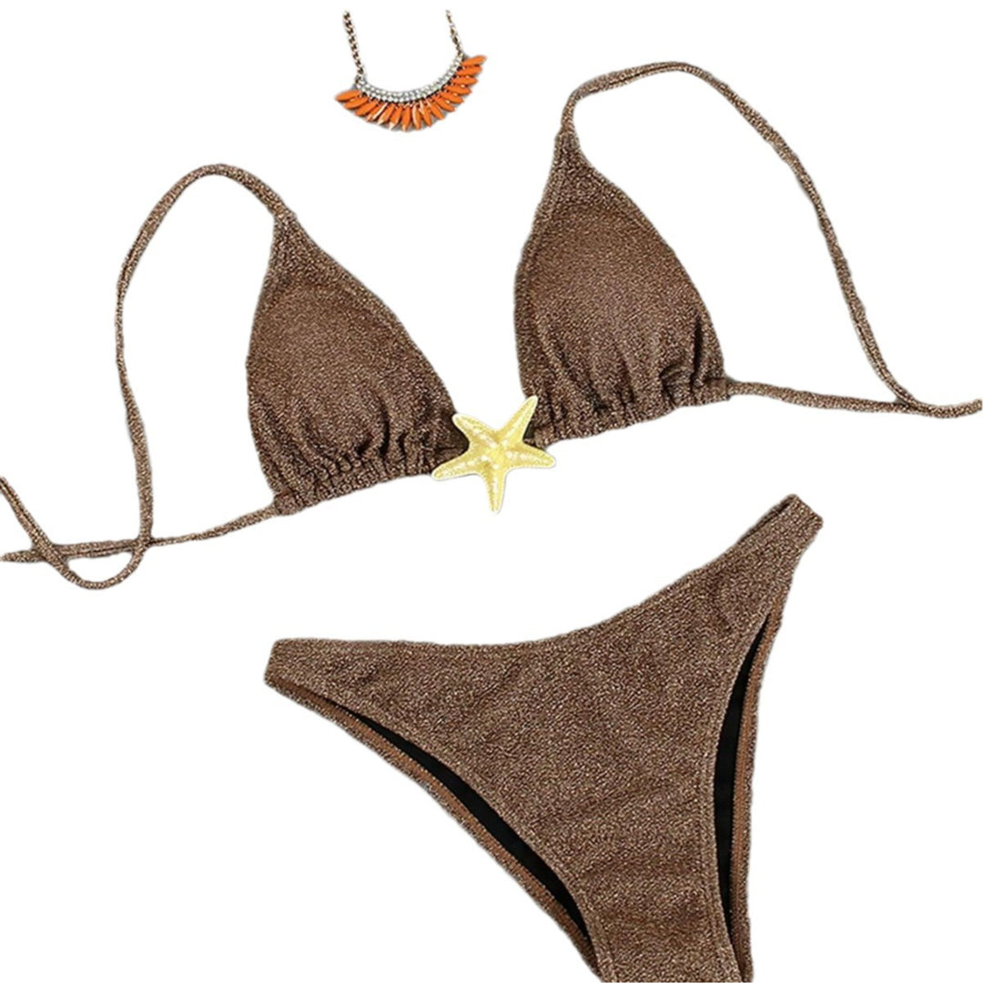 Damen Triangel-Bikini mit funkelndem Glitzereffekt und charmantem Stern-Detail Drune