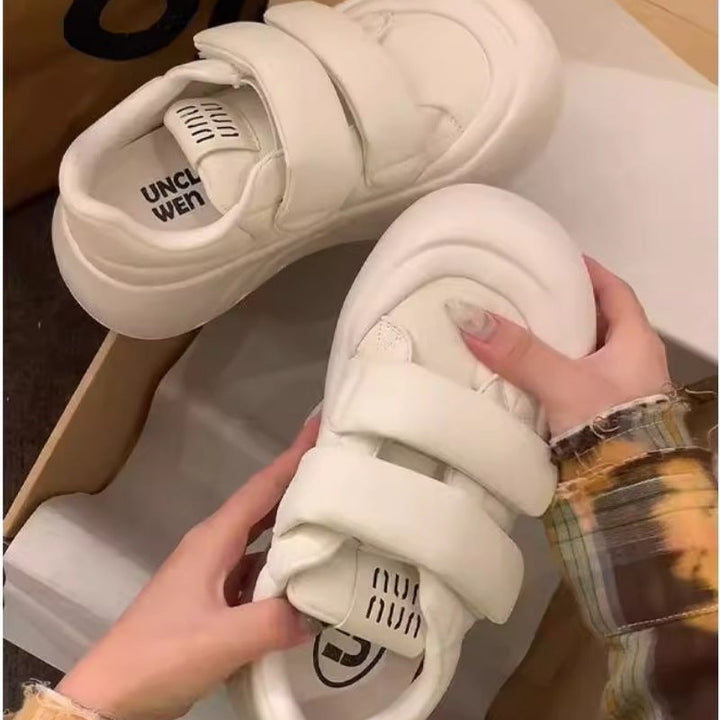 Damen Sportliche Plateau Sneakers mit verstellbarem Klettverschluss Drune